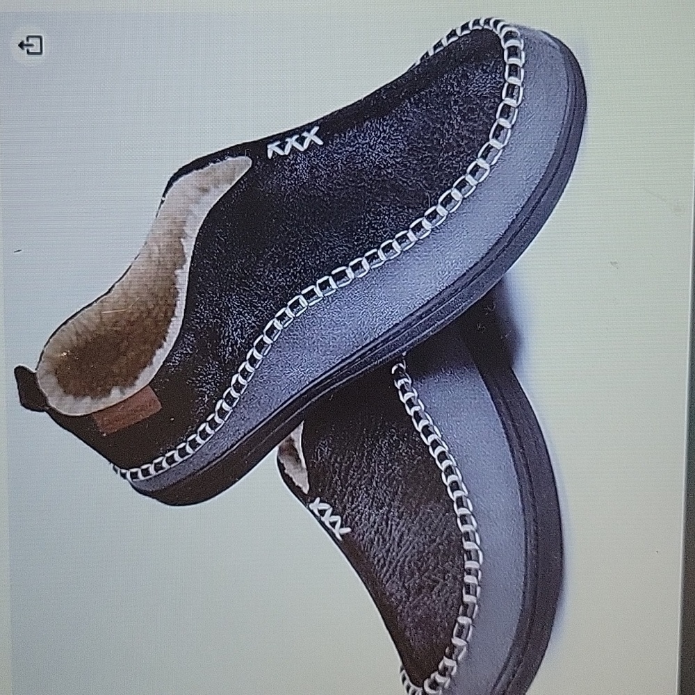 EverFoams moccasin slippers memory foam indoor/outdoor suede black gray 8 NEW…